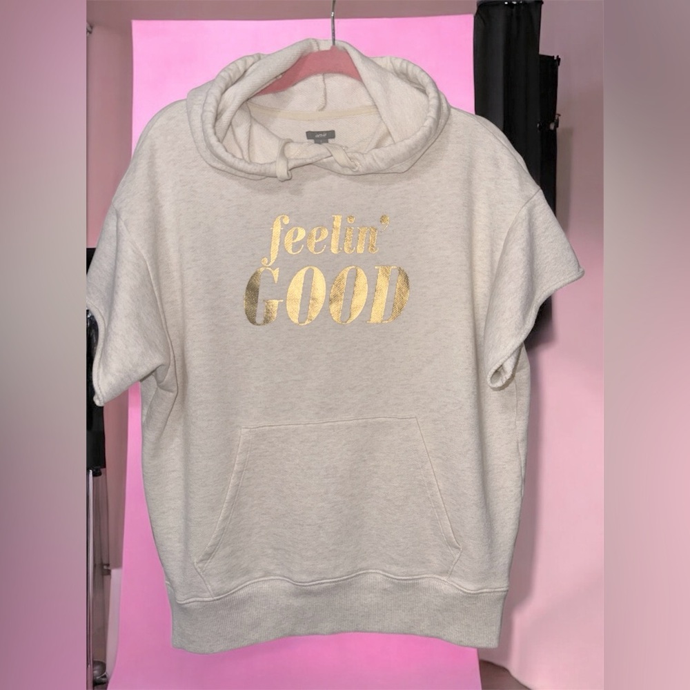 Women's Aerie Cream Feelin Good
Short Sleeve Hoodie Sweatshirt Size small